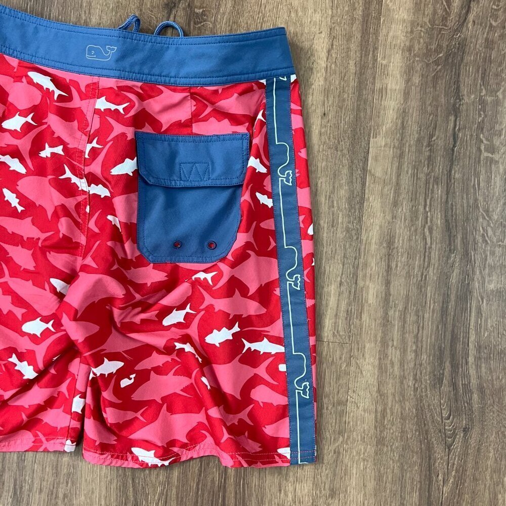 VINEYARD VINES Red Shark Board Shorts Swim Trunks Sz 28 - Picture 9 of 10
